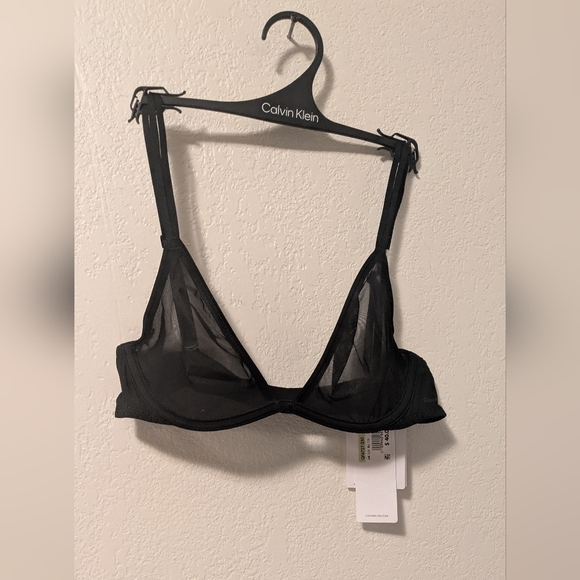 Calvin Klein Other - Calvin Klein Black Mesh Plunge Bra